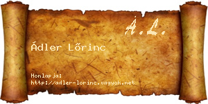 Ádler Lőrinc névjegykártya